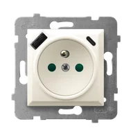 Gniazdka elektryczne - Ospel gniazdo pojedyncze z ładowarką USB A+C  ARIA - ecru - miniaturka - grafika 1