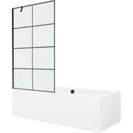 Wanny - Mexen Cube wanna prostokątna 170 x 80 cm z obudową i parawanem 1-skrzydłowym 100 cm, czarny wzór - miniaturka - grafika 1