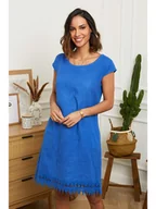 Sukienki - Le Monde du Lin Lniana sukienka w kolorze niebieskim - miniaturka - grafika 1