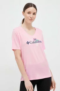 Columbia t-shirt damski kolor różowy - Koszulki sportowe damskie - miniaturka - grafika 1