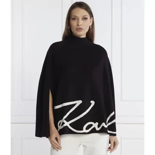 Karl Lagerfeld Ponczo karl signature cape | Loose fit - Swetry damskie - miniaturka - grafika 1