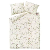 Pościel - Pościel z kory 160x200 182/1 Powój kwiatki na kremowym tle na guziki 100% bawełna gruba - miniaturka - grafika 1