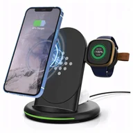 Ładowarki do telefonów - Stacja Ładująca Ładowarka Bezprzewodowa Indukcyjna Do Iphone 3W1 Airpods - miniaturka - grafika 1