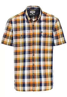 camel active Męska koszula z krótkim rękawem ze wzorem w kratkę, oliwkowo-zielony, L - Koszule męskie - miniaturka - grafika 1