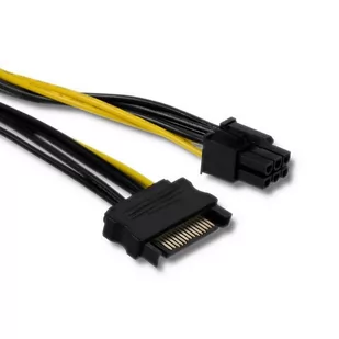 Qoltec Kabel zasilający SATA SATA męski 15 pin / PCI-E 6 pin | 0,15m 53989 - Kable komputerowe i do monitorów - miniaturka - grafika 1