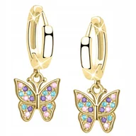 Biżuteria dla dzieci - Kolczyki srebrne motylki dla dziewczynki angielskie srebro pozłacane 925 - miniaturka - grafika 1