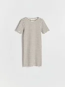 Sukienki i spódniczki dla dziewczynek - Reserved - Prążkowana sukienka w paski - złamana biel - miniaturka - grafika 1