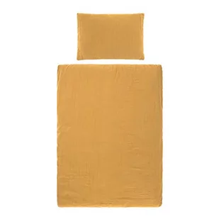 LÄSSIG Pościel dla niemowląt/dzieci (100 x 140 cm) i poduszka (40 x 60 cm) GOTS Muslin bawełna mustard - Kołdry i poduszki dla dzieci - miniaturka - grafika 1