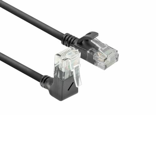 ACT CAT6A kabel sieciowy 90° kątowy do góry, U/UTP LSZH LAN kabel cienki, 3,6 mm Slimline, elastyczny kabel Ethernet z wtyczką RJ45, do stosowania w centrach danych, 2 metry, do góry