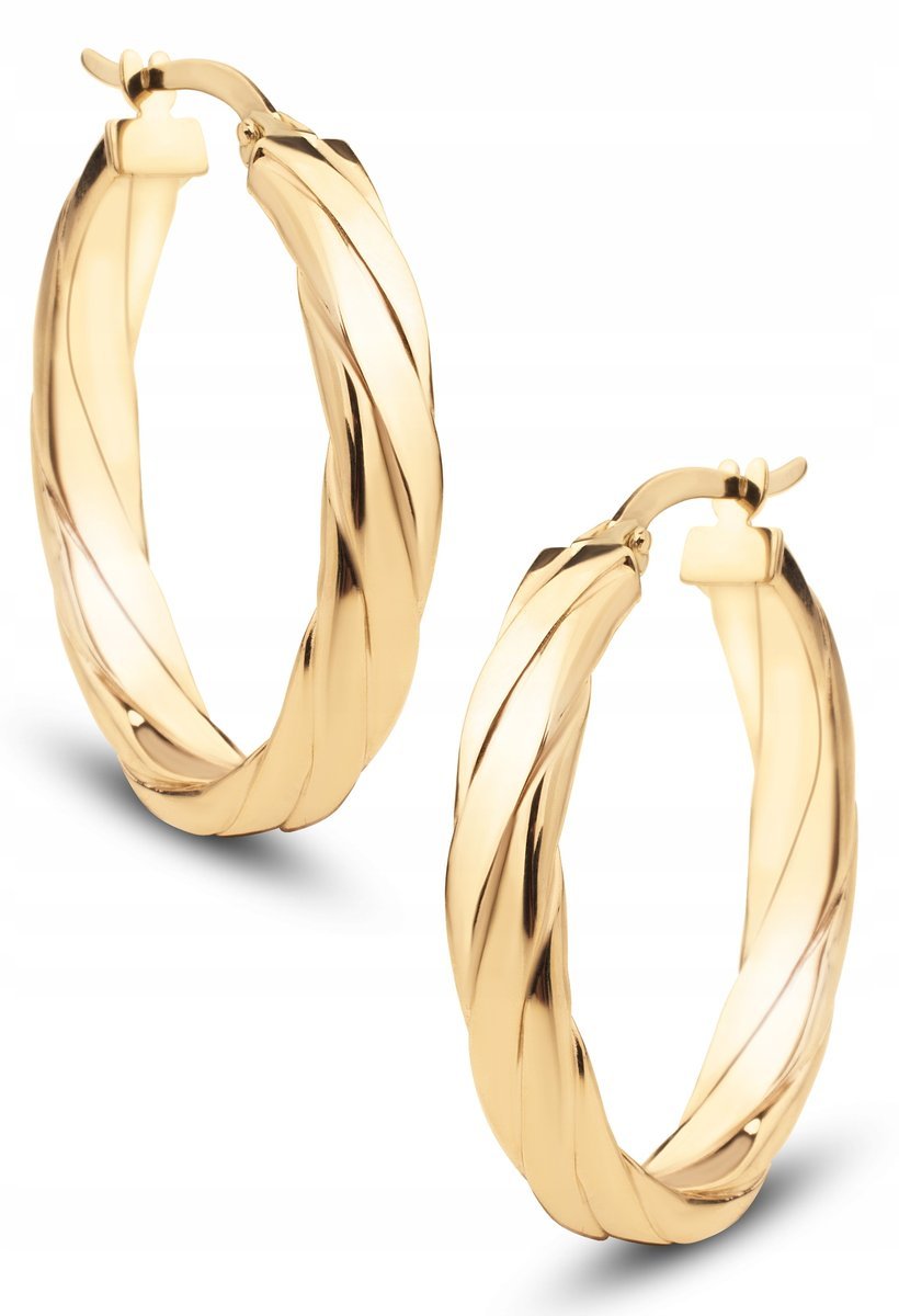 PIĘKNE ZŁOTE OWALNE KOLCZYKI SKRĘCANE CORNETTO 14KT 585