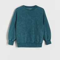 Bluzki dla dziewczynek - Reserved - Bluza z efektem sprania - Turkusowy - miniaturka - grafika 1