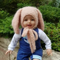 Czapki dla dzieci - Czapka Piaskowy Króliczek alpaka/jedwab - miniaturka - grafika 1