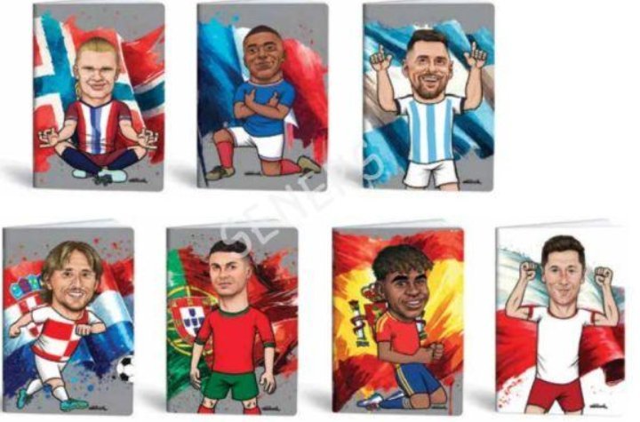 Zeszyt A5 Football Iconics, 40k, mix 6 postaci, kratka, Mar Mar