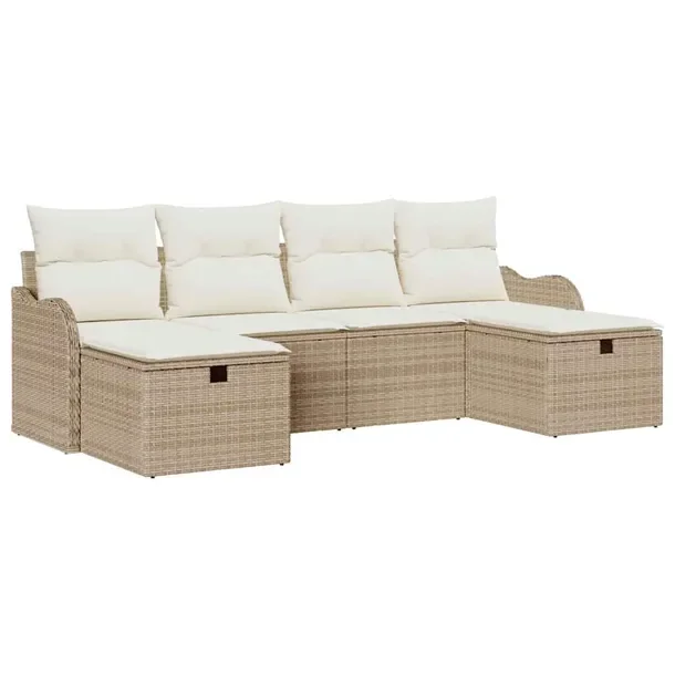 Zestaw Sofy Ogrodowej Modułowej Rattan Beżowy 5 Elementów 75 cm