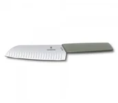 Noże kuchenne - Victorinox Nóż Santoku ostrze ryflowane 17 cm oliwkowy 6.9056.17K6B - miniaturka - grafika 1