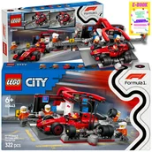 Klocki - LEGO CITY FORMUŁA 1 Pit stop i mechanicy z bolidem Ferrari KLOCKI PREZENT 60443 + EBOOK - miniaturka - grafika 1