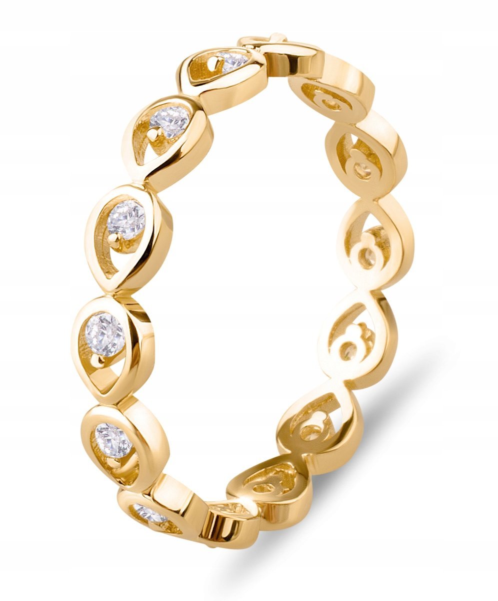 ZŁOTY PIERŚCIONEK OBRĄCZKA Z OCZKAMI CYRKONIE 333