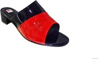 Klapki i japonki damskie - Klapki damskie czarno-czerwone obcas 4cm nr.35 - miniaturka - grafika 1