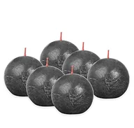 Świece - Bolsius Rustykalne świece kule Shine, 6 szt., 76x190 mm, szarość burzy Sfeerpunt - miniaturka - grafika 1