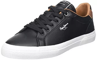 Trampki męskie - Pepe Jeans Męskie trampki Kenton Court, 999 BLACK, 43 EU - grafika 1