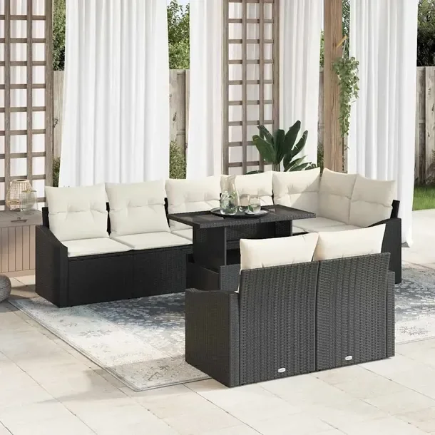 9-częściowy zestaw sof ogrodowych z rattanu, beżowy, modułowy design