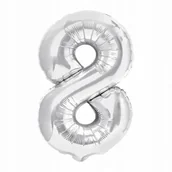 Balony i akcesoria - Balon Foliowy Srebrny Cyfra 8 Cyfry Na Urodziny - miniaturka - grafika 1
