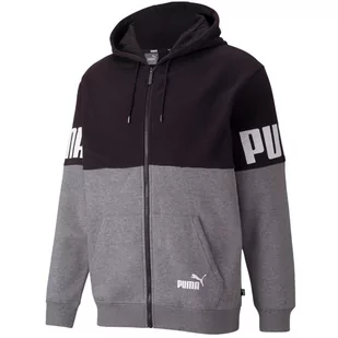 Bluza męska Puma Power Colorblock czarno-szara FZ - Bluzy sportowe damskie - miniaturka - grafika 1