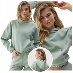 BLUZA damska KANGURKA z kapturem sportowa dresowa zielona XXL - Bluzy damskie - miniaturka - grafika 1