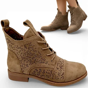 Damskie Kowbojki Płaskie Botki Ażurowe Modne Zamszowe Wiosenne Barski 36 - Botki damskie Damskie Kowbojki Płaskie Botki Ażurowe Modne Zamszowe Wiosenne Barski 36 - Botki damskie - miniaturka - grafika 1