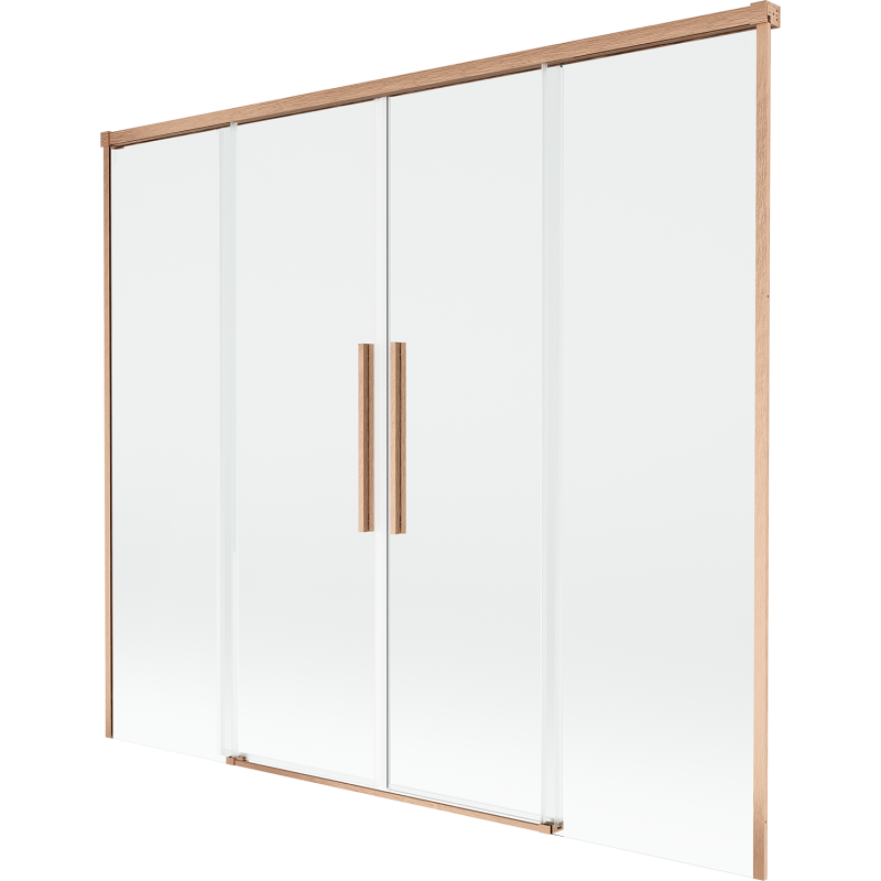 Mexen Rox parawan nawannowy 2-skrzydłowy rozsuwany 180 x 150 cm, transparent, miedź szczotkowana - 8C9-180-002-65-00