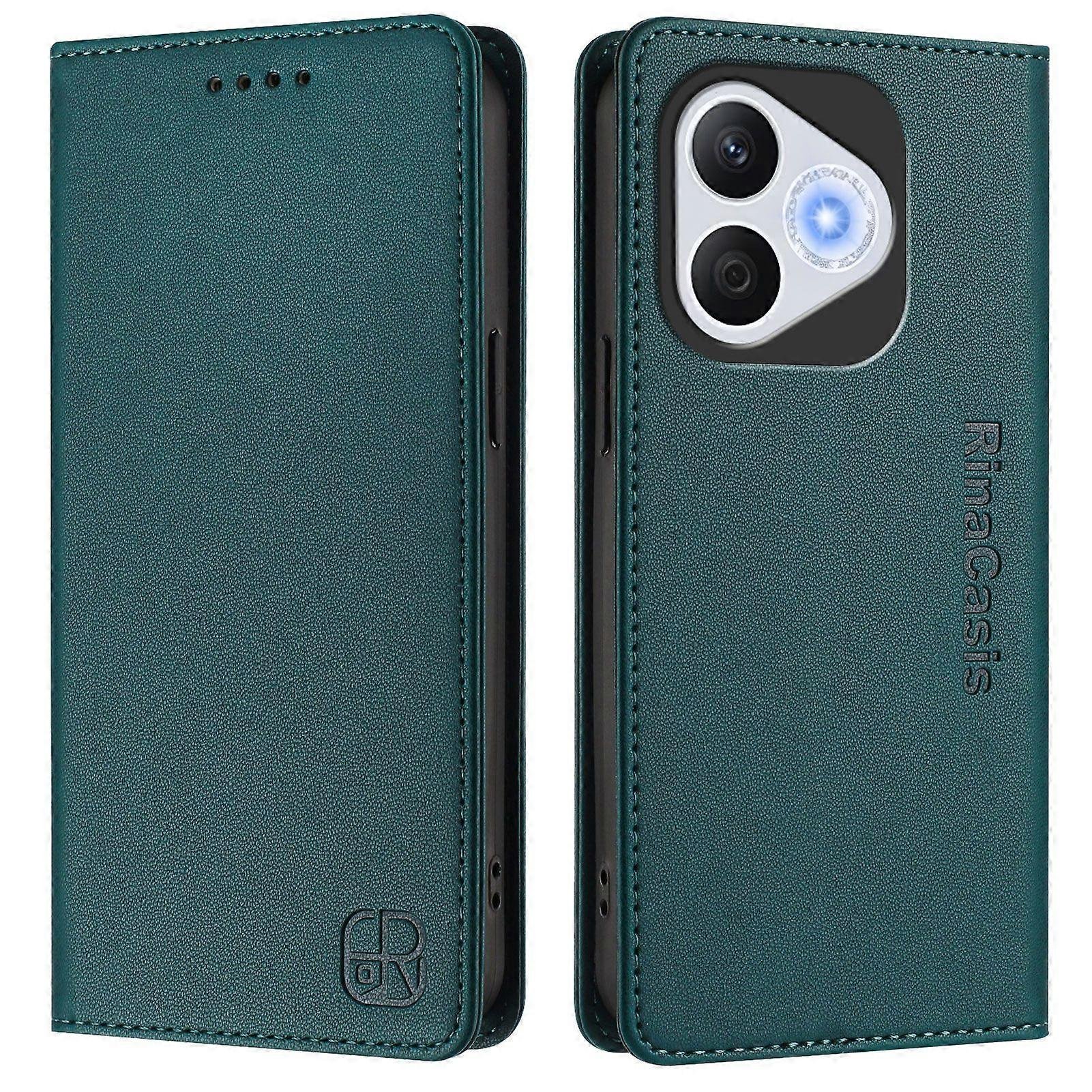 For Honor 400 Lite 5G Skórzane etui Pokrowiec na telefon ze stojakiem na portfel Ciemny zielony