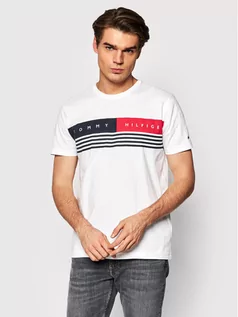 Koszulki męskie - Tommy Hilfiger T-Shirt Corp Chest Stripe MW0MW20327 Biały Regular Fit - grafika 1