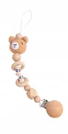 Akcesoria do smoczków - Zawieszka łańcuszek do smoczka drewniana miś baby beżowa - miniaturka - grafika 1