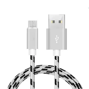 Kabel nylonowy 1m Usb microUSB biały Quickcharge! - Kable USB - miniaturka - grafika 1