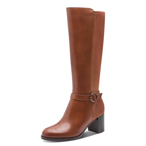 Tamaris Damen Long Boot Heel 1-25512-45, Damskie kozaki do kolan, koniak, 39 EU, koniak, 39 EU