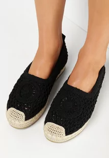 Czarne Espadryle na Grubej Podeszwie z Juty z Plecioną Cholewką Ulissa - Espadryle damskie - miniaturka - grafika 1