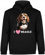 Bluzy męskie - BLUZA MĘSKA Z KAPTUREM MIŁOŚNIK PSÓW BEAGLE PIES PSY CZARNA R-XXL A145 - miniaturka - grafika 1