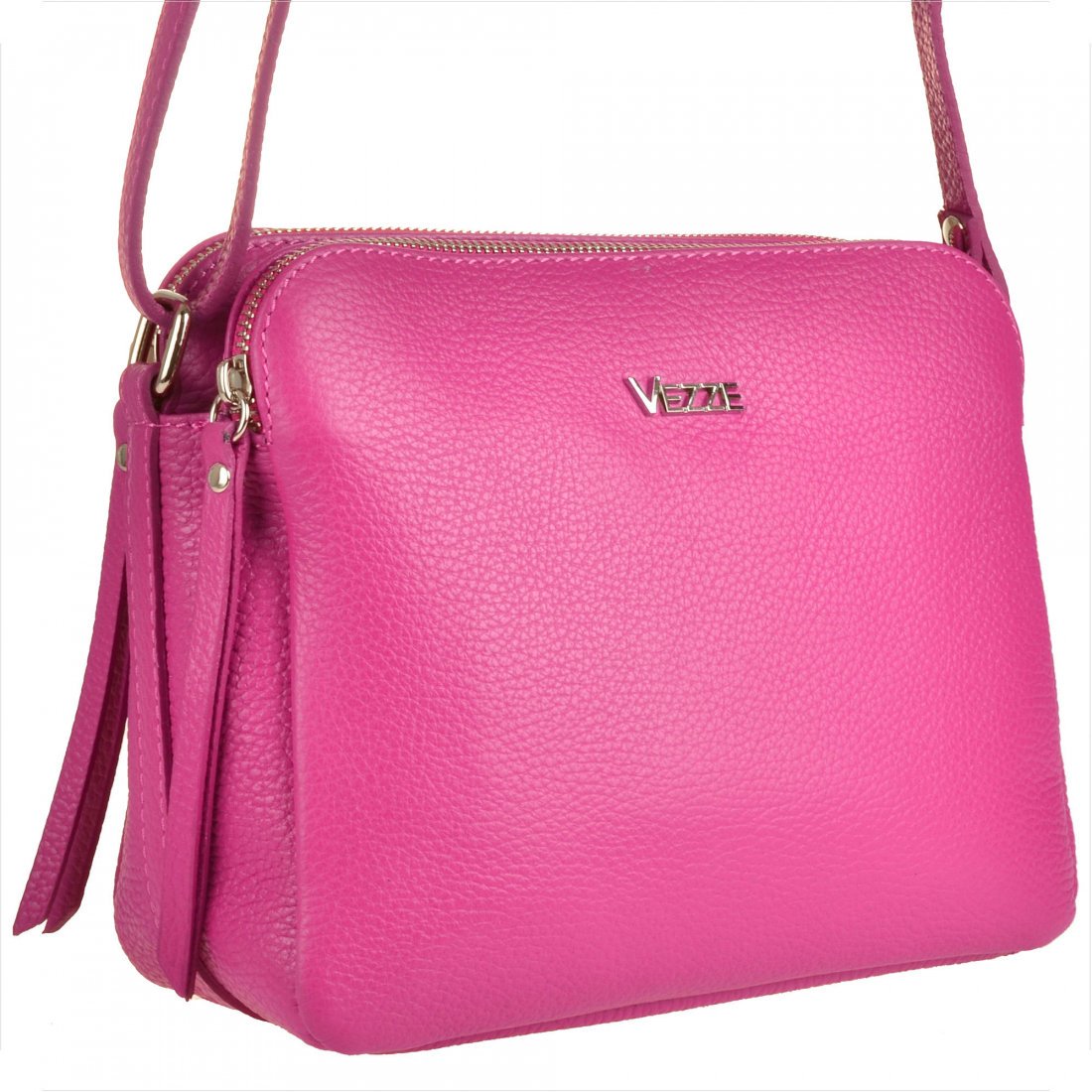 Modna skórzana listonoszka fuksja róż VEZZE