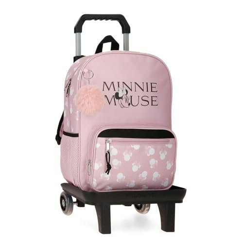 Joumma Disney Minnie Heads Plecak szkolny z wózkiem różowy 30 x 38 x 12 cm poliester 13,68 l, Różowy kolor, Talla única, plecak szkolny na kółkach