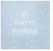 Dekoracje i nakrycia stołu na imprezę - Paw Serwetki Urodziny niebieskie 33 x 33 cm 20 szt. - miniaturka - grafika 1