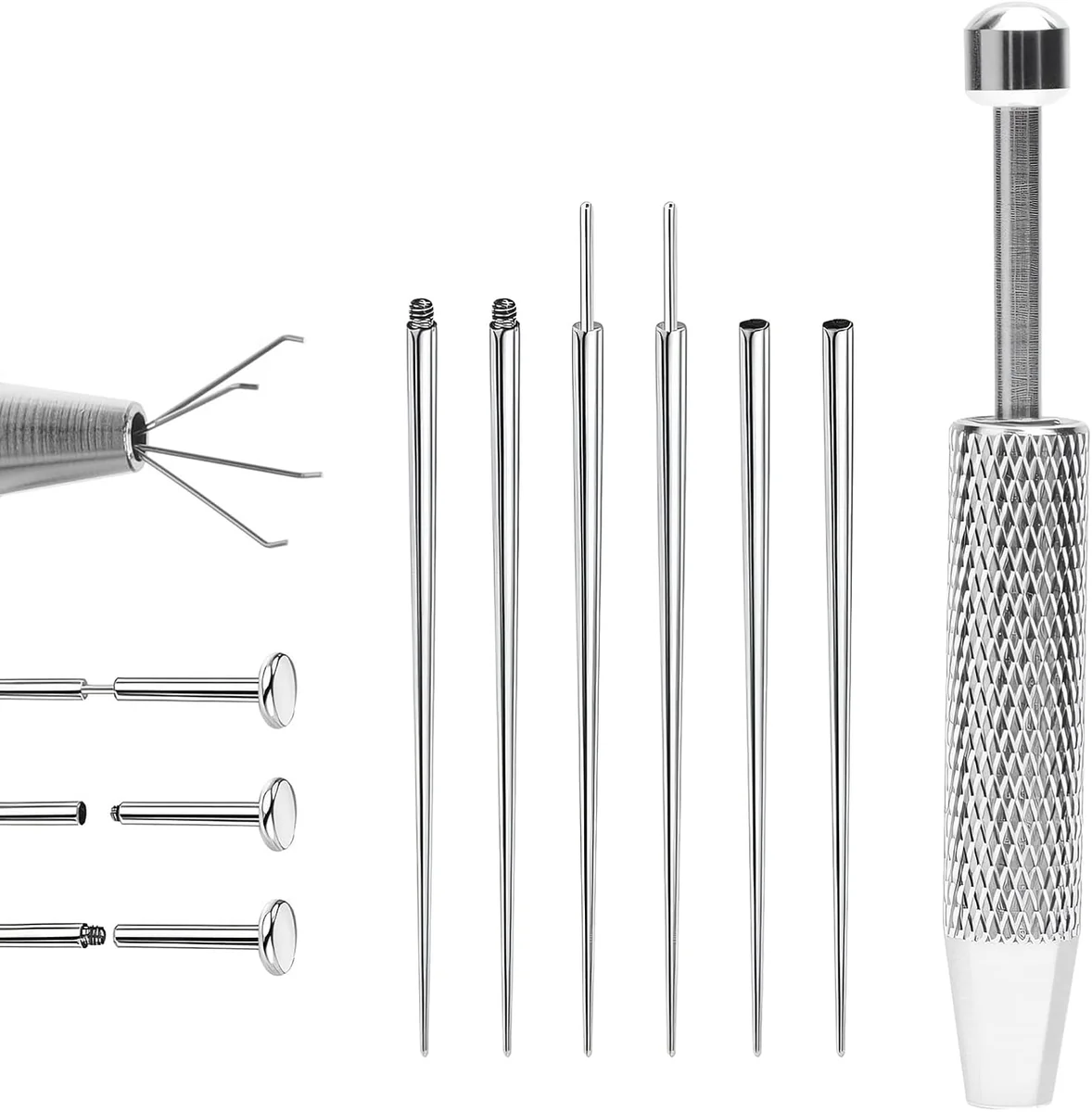 Zestaw do piercingu 7 sztuk stal 316L kolczyki do uszu