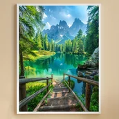 Inne - TEMU Zestaw do Malowania Diamentowego dla Dorosłych 5D, Pełne Wiercenie Krajobrazu, Zestaw Rękodzieła z Kamieniami Szlachetnymi, Okrągłe Diamenty DIY - miniaturka - grafika 1