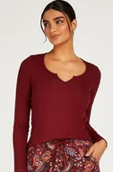 Koszulki i topy damskie - Hunkemöller Top V-neck long sleeves Czerwony - miniaturka - grafika 1