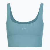 Bielizna sportowa damska - Biustonosz treningowy Nike Zenvy Rib Light Support smokey blue/white WYSYŁKA W 24H 30 DNI NA ZWROT - miniaturka - grafika 1