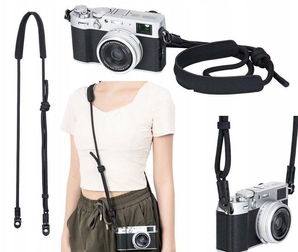 Pasek Na Szyję Ramię Do Aparatu Retro Kodak Agfa Leica Fujifilm Canon Nikon / Cpc-b / Czarny
