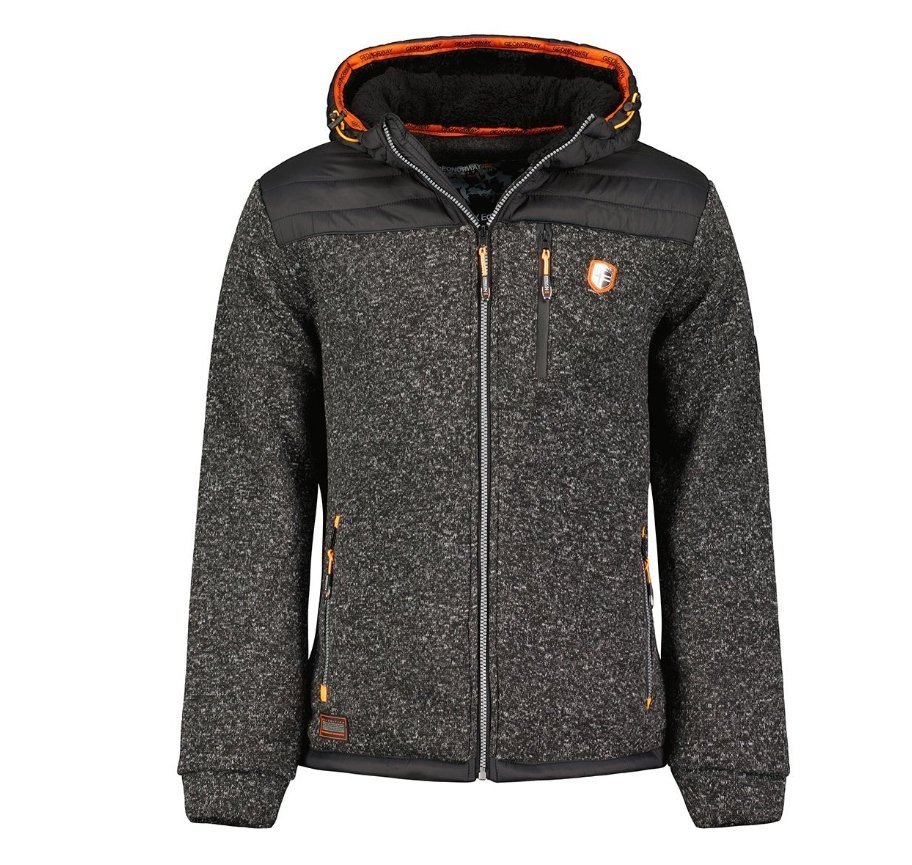 GEOGRAPHICAL NORWAY MĘSKA KURTKA Z KAPTUREM MELANŻOWA Z PODSZEWKĄ L 1J9A