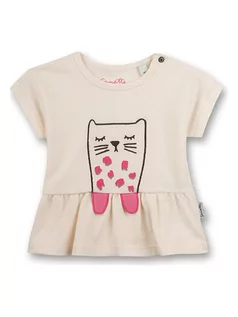 Kaftaniki dla niemowląt - Sanetta Kidswear Koszulka "Lovely Leo" w kolorze beżowym - grafika 1