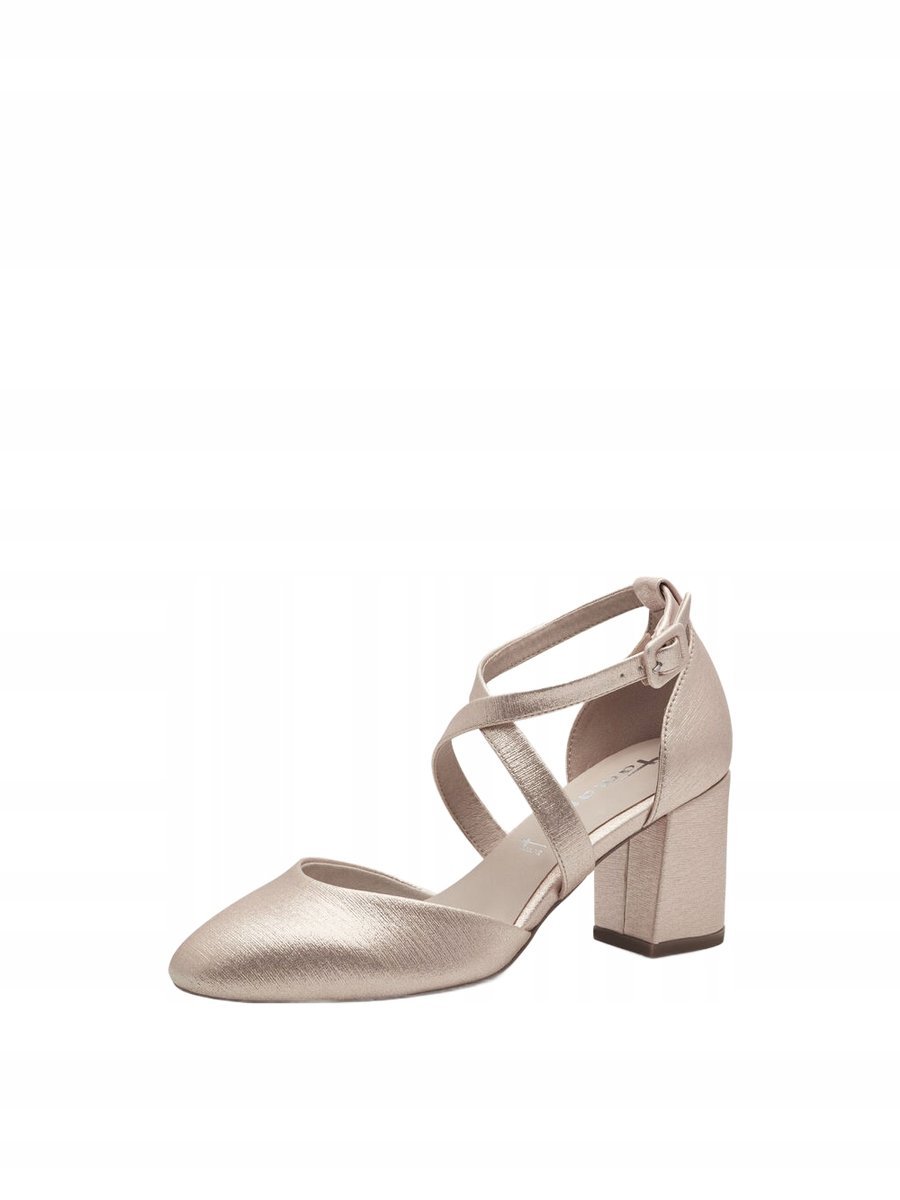 TAMARIS CZÓŁENKA BEŻOWE Z ZAPINANIEM NA KLAMRĘ I SŁUPKU 39 6AA