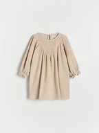 Sukienki i spódniczki dla dziewczynek - Reserved - Sukienka z długim rękawem - beżowy - miniaturka - grafika 1