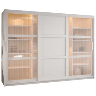 Szafa przesuwna garderoba trzydrzwiowa FLUTES 3 250 czarna biała - Szafy - miniaturka - grafika 1